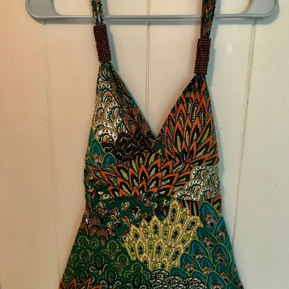 A peacock halter top